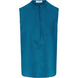 Mouwloze blouse van 100% linnen staand kraagje Peter Hahn turquoise