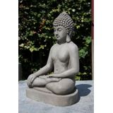 Stone-Lite Zittende Boeddha tuinbeeld Hoogte: 60 cm, Kleur: grijs