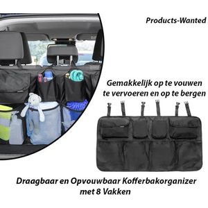 Draagbaar en Opvouwbaar Kofferbakorganizer met 8 Vakken