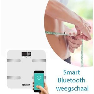 Smart - Bluetooth Weegschaal - Wit - Veiligheidsglas - Max Gewicht 180 KG