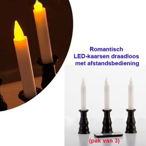 Romantisch Led-Kaarsen Draadloos met Afstandsbediening (Pak van 3)