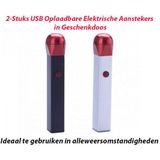 2-Stuks USB Oplaadbare Elektrische Aansteker Zwart Kleur in Geschenkdoos