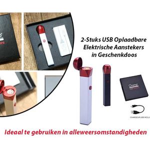 2-Stuks USB Oplaadbare Elektrische Aansteker Zwart Kleur in Geschenkdoos