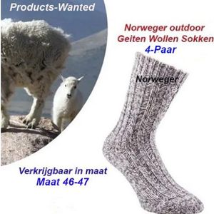 Norweger - Geitenwollen Sokken - Grijs - 4-Paar - Maat 46-47