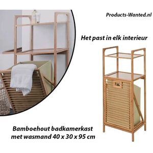 Bamboehout Badkamerkast met Wasmand 40 x 30 x 95 cm