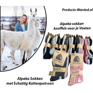 6 Paar Alpaka Sokken met Schattig Kattenpatroon 35-38