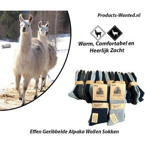 6 Paar Effen Geribbelde Alpaka Wollen Sokken – Duurzaam & Slijtvast 39-43