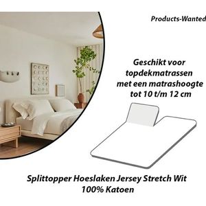 Splittopper Hoeslaken Jersey Stretch Wit 100% Katoen 160×200/210/220