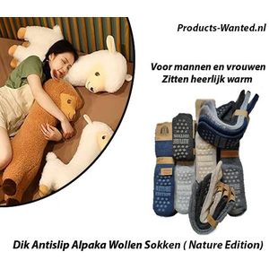 Alpaka - Nature Edition - Huissokken - 3 Paar - Dikke Antislip Wollen Sokken - Maat 43-47