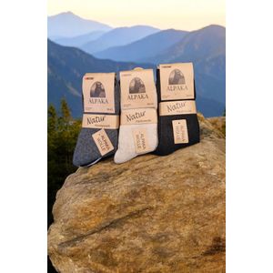 Alpaka - Zwart, Beige, Grijs, Blauw en Antraciet - 6-Paar Wollen Sokken - Maat 39-43