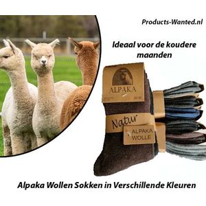 Alpaka - Zwart, Beige, Grijs, Blauw en Antraciet - 6-Paar Wollen Sokken - Maat 39-43