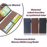 2-Stuks Portemonnee BoGesi Mannen Wallet Lang Model in Zwart Kleur
