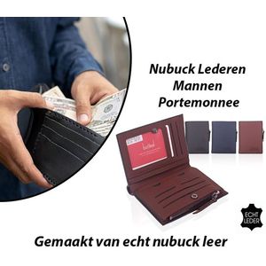 Nubuck Lederen Mannen Portemonnee in Zwart Kleur