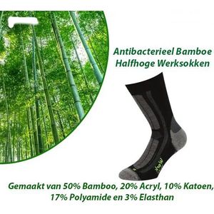 6-Paar Antibacterieel Bamboe Driekwart Sokken Werksokken 46-47