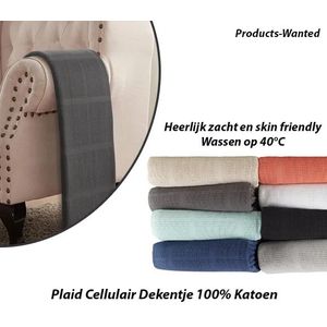 Plaid Cellulair Dekentje Antraciet 100% Katoen 130x180 cm