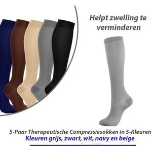 3-Paar Therapeutische Compressiesokken in Grijs Kleur 42-47 (L-XL)