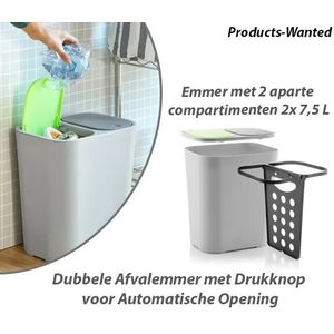 Dubbele Afvalemmer met Drukknop voor Automatische Opening