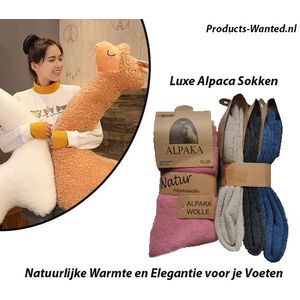 Alpaka Socks - Zand Grijs Zwart Navy Roze - 6 Paar Luxe Sokken - Werksokken