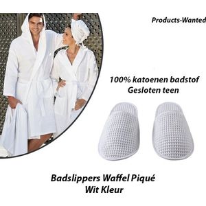 Badslippers - Wit - 3-Paren - Waffel Piqué