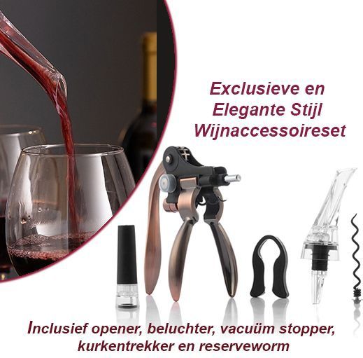 Innovagoods - Wijnaccessoireset - 5-delig - Koperkleurig - Nikkel-legering en ABS