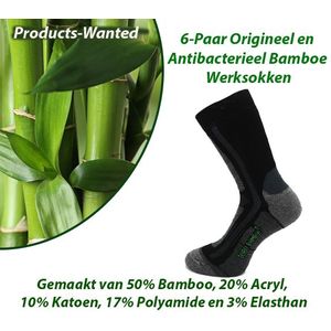 6-Paar Antibacterieel Bamboe Werksokken | Maat 43-45