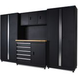 Datona Werkbank 120 cm met gereedschapskast en twee werkplaatskasten - DT-52118-6 - Mat zwart