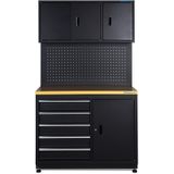 Datona Werkbank garage 120 cm met gereedschapskasten - DT-52118-1 - Mat zwart