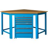 Datona Hoekwerkbank met MDF blad + gereedschapskast blauw - DT-62000BLUE-51246
