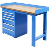 Datona Werkbank PRO met eiken werkblad en 6 lades - 150 cm - DT-52432-B-4 - Blauw