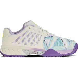 K-SWISS WOMENS EXPRESS LIGHT 3 PADEL SNOW WHITE/PURPLE HEART/EVENING PRIMROSE