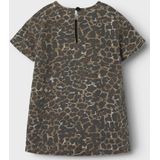 Jurk - Panterprint - Oversized Fit - Halflange Mouwen - Knoopsluiting - Knielengte