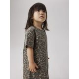 Jurk - Panterprint - Oversized Fit - Halflange Mouwen - Knoopsluiting - Knielengte