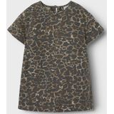 Jurk - Panterprint - Oversized Fit - Halflange Mouwen - Knoopsluiting - Knielengte