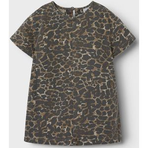 Jurk - Panterprint - Oversized Fit - Halflange Mouwen - Knoopsluiting - Knielengte