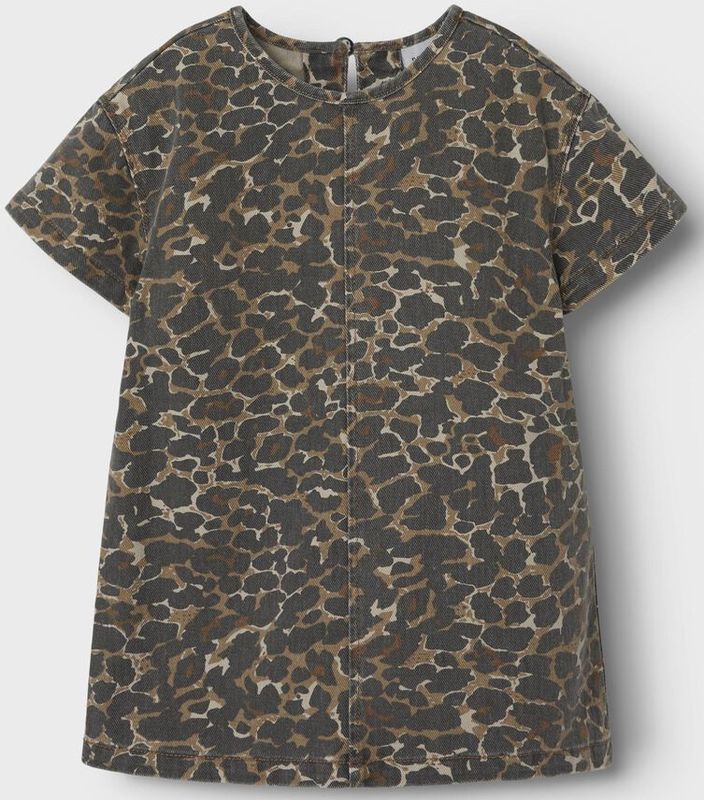 Jurk - Panterprint - Oversized Fit - Halflange Mouwen - Knoopsluiting - Knielengte