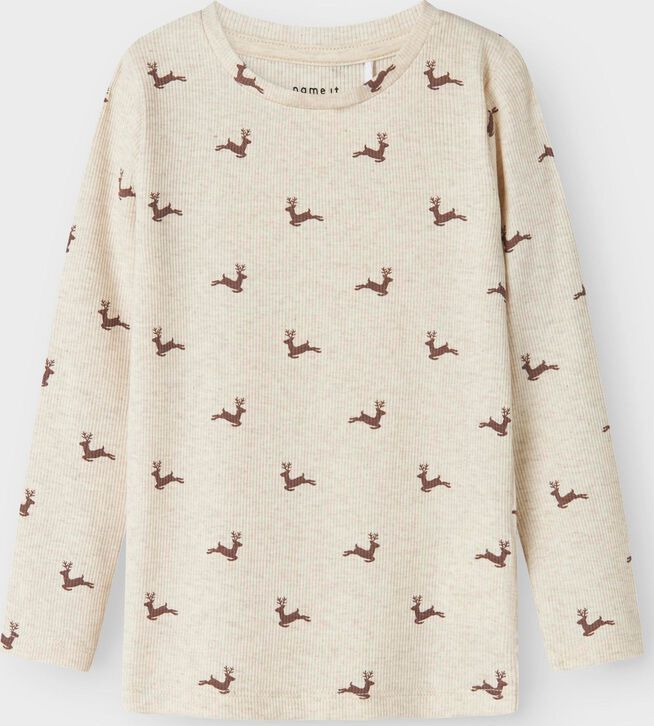 Top - Lange Mouwen - Ribgebreid - All-over Print - Slim Fit