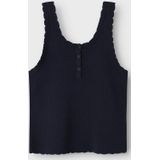 Gebreide Top - Mouwloos - V-hals - Ribgebreid - Met Knoopdetail