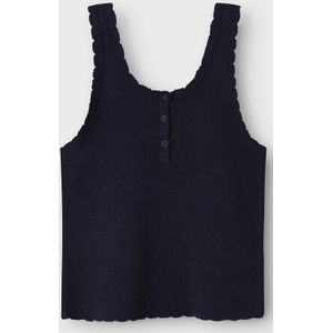 Gebreide Top - Mouwloos - V-hals - Ribgebreid - Met Knoopdetail