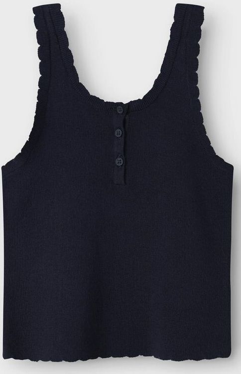 Gebreide Top - Mouwloos - V-hals - Ribgebreid - Met Knoopdetail