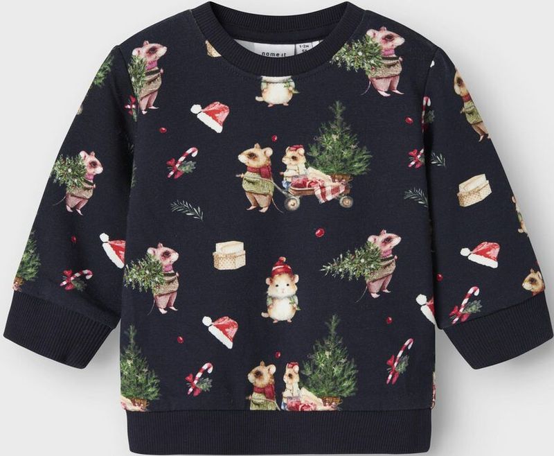 Sweatshirt - Geborstelde Sweatstof - Ronde Hals - Lange Mouwen - All-over Print