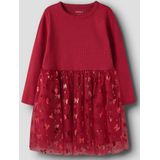 Jurk - Glitter - Ribgebreid - Lange Mouwen - Regular Fit