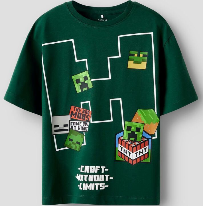 Name It T-Shirt - NkmNels - Minecraft - Bistro Green - Name It - 11-12 jaar (146-152) - T-Shirts