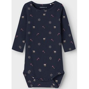 Rompertjes - Kerst Romper - Ribgebreid - Lange Mouwen - All-over Print