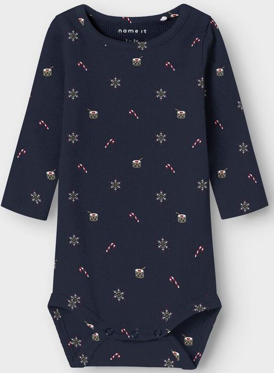 Rompertjes - Kerst Romper - Ribgebreid - Lange Mouwen - All-over Print