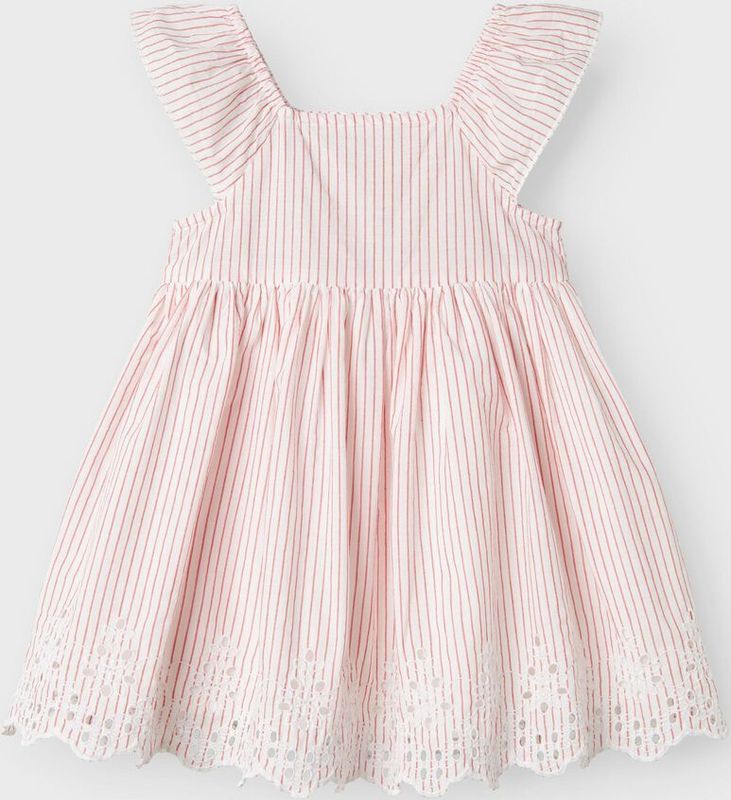 NAME IT - FFESINNE - Jurk - Rood/Wit - Gevoerde Zoom/Rand - Katoen