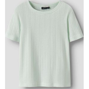 LMTD T-Shirt - NlfNmina - Aqua Glas m. Pointelle - LMTD - 9-10 jaar (134-140) - T-Shirts