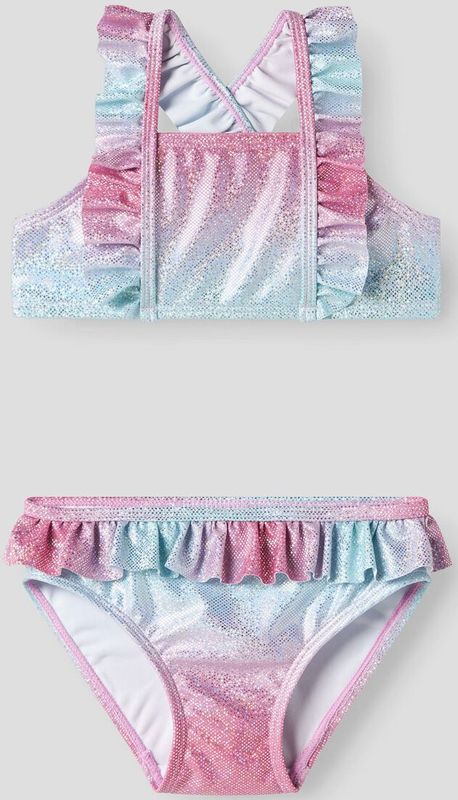 Bikini - Glitter Detail - All-over Print - Gekruiste Achterkant - Ruches