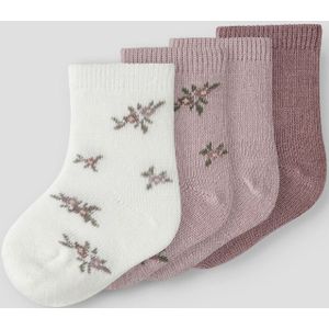 Name It - NbfWak - Sokken - 4-pack - Wol/Katoen - Shadow Grijs