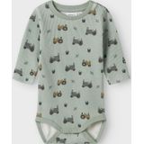 Name It Romper l/s - Wafel - NbmLactor - Jadeiet m. Print - Name It - 68 - Romper L/S