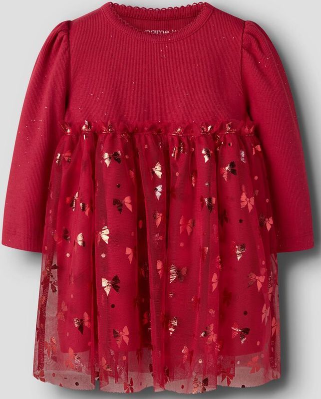 Jerseyjurken - Regular Fit Jurk - Ribgebreid - Lange Mouwen - All-over Print